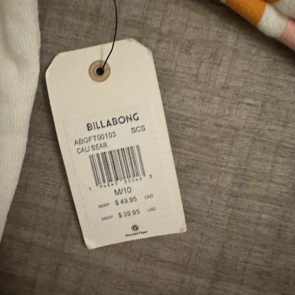 NWT Billabong White Cali Bear Sweatshirt Casual Summer Style Size M/10